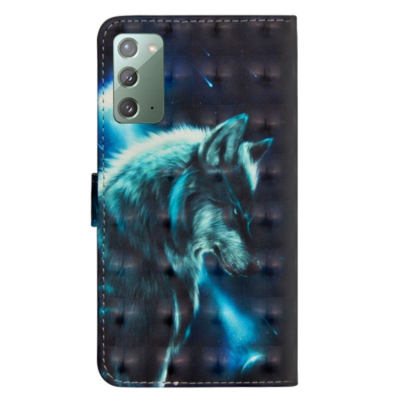 Flip Case Leren Samsung Galaxy Note 20 Majestueuze Wolf