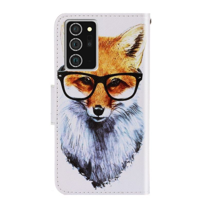 Flip Case Leren Samsung Galaxy Note 20 Nerd String Vos