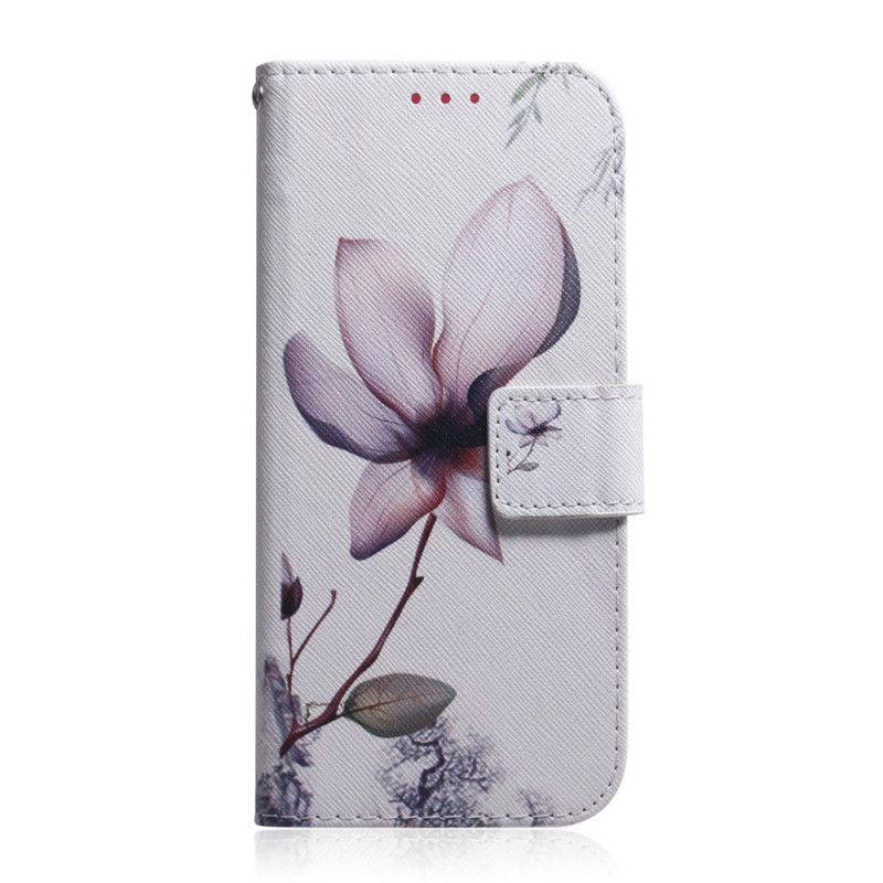 Flip Case Leren Samsung Galaxy Note 20 Oud Roze Bloem