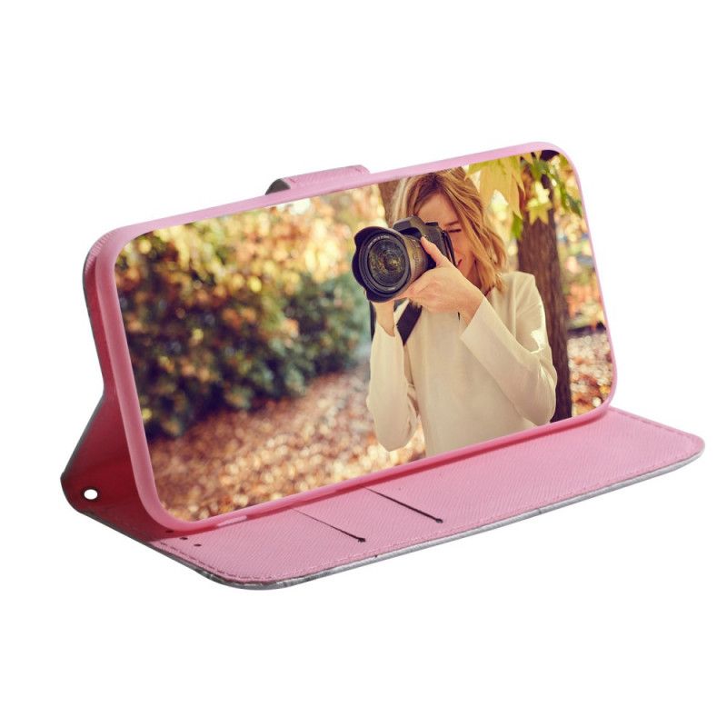 Flip Case Leren Samsung Galaxy Note 20 Oud Roze Bloem