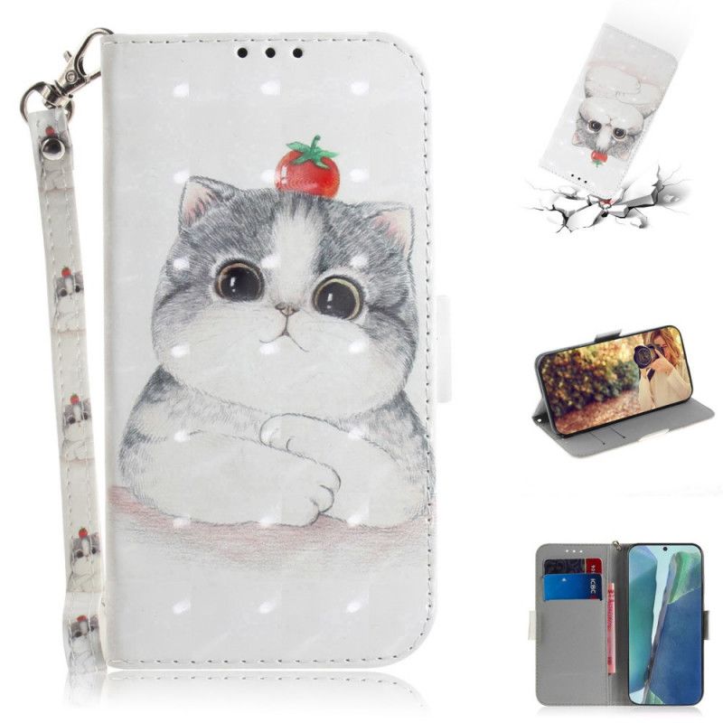 Flip Case Leren Samsung Galaxy Note 20 Tomaat Op De String Kat