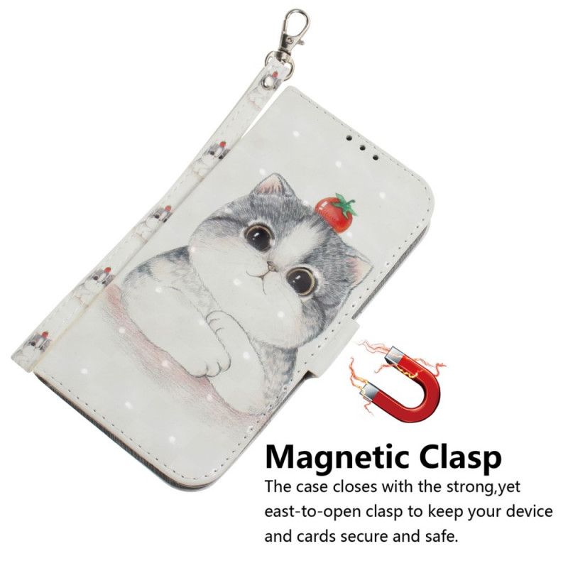 Flip Case Leren Samsung Galaxy Note 20 Tomaat Op De String Kat