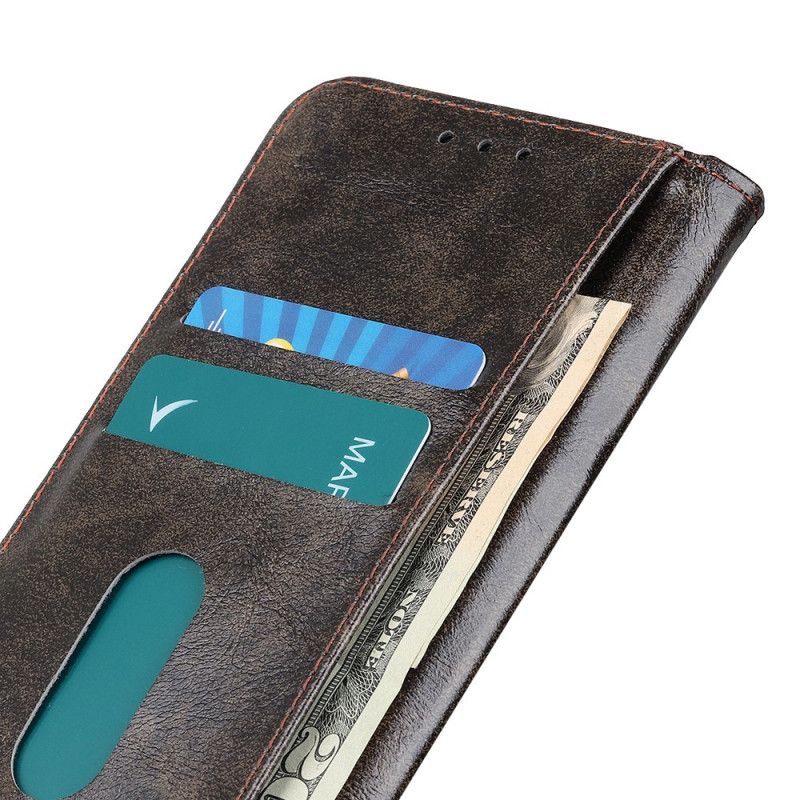 Folio-hoesje Samsung Galaxy Note 20 Donkerblauw Zwart Vintage Splitleren Klinknagels