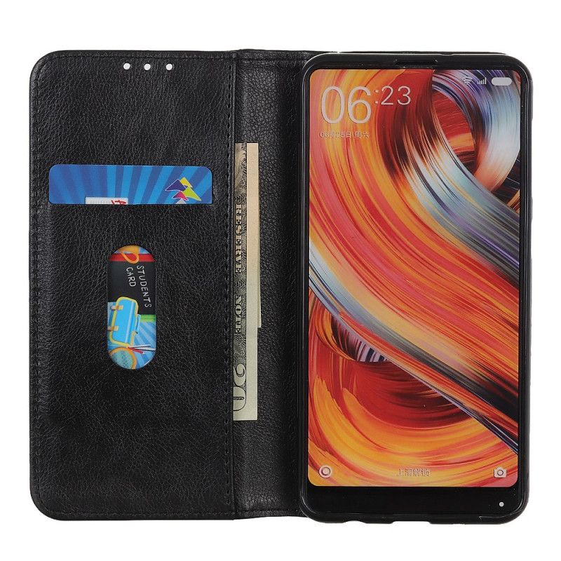 Folio-hoesje Samsung Galaxy Note 20 Donkerbruin Groen Split Lychee Leer