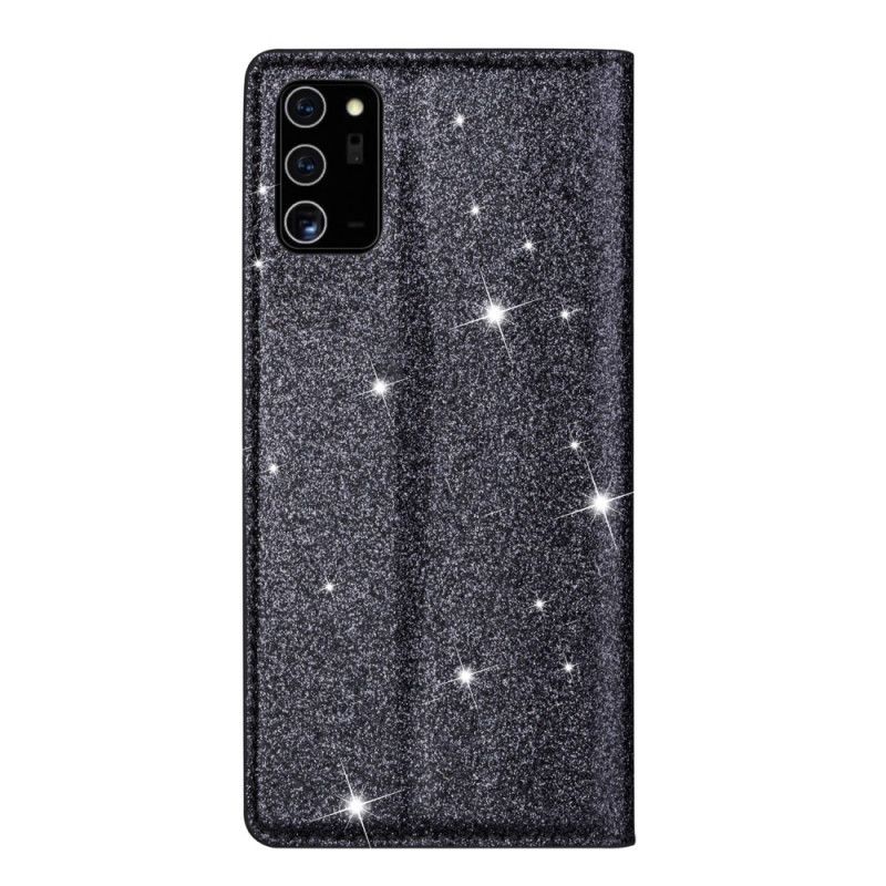 Folio-hoesje Samsung Galaxy Note 20 Grijs Zwart Telefoonhoesje Glitterstijl