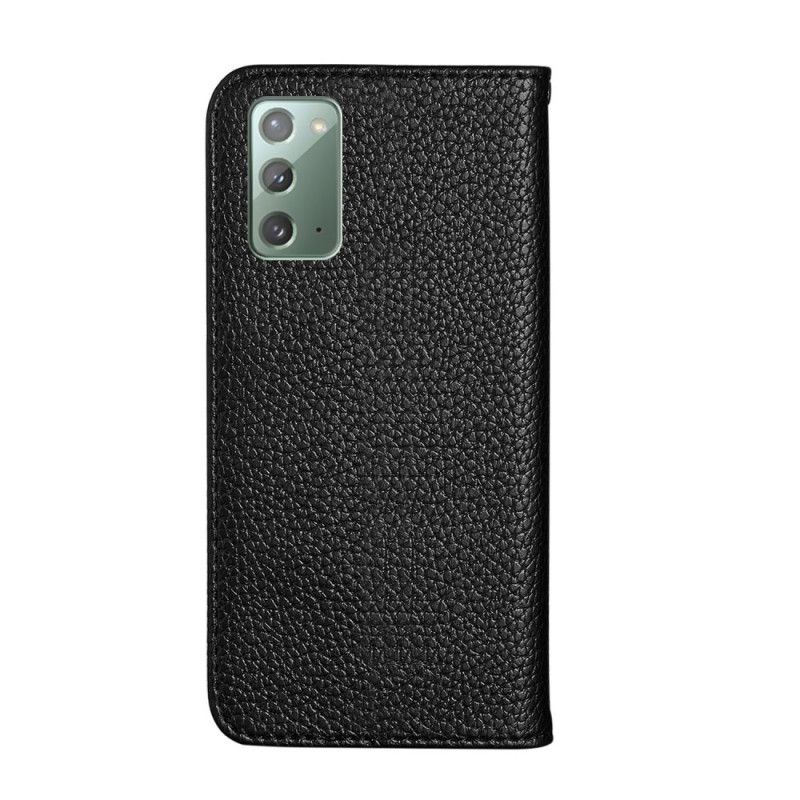 Folio-hoesje voor Samsung Galaxy Note 20 Grijs Zwart Ultra Chic Lychee Kunstleer