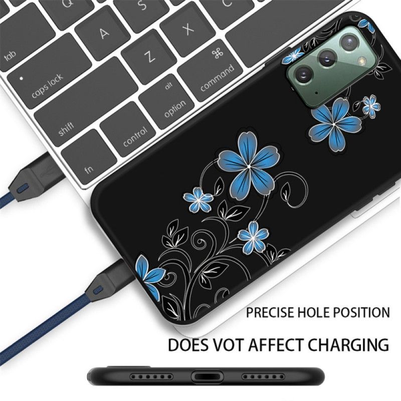 Hoesje Samsung Galaxy Note 20 Blauwe Bloemen