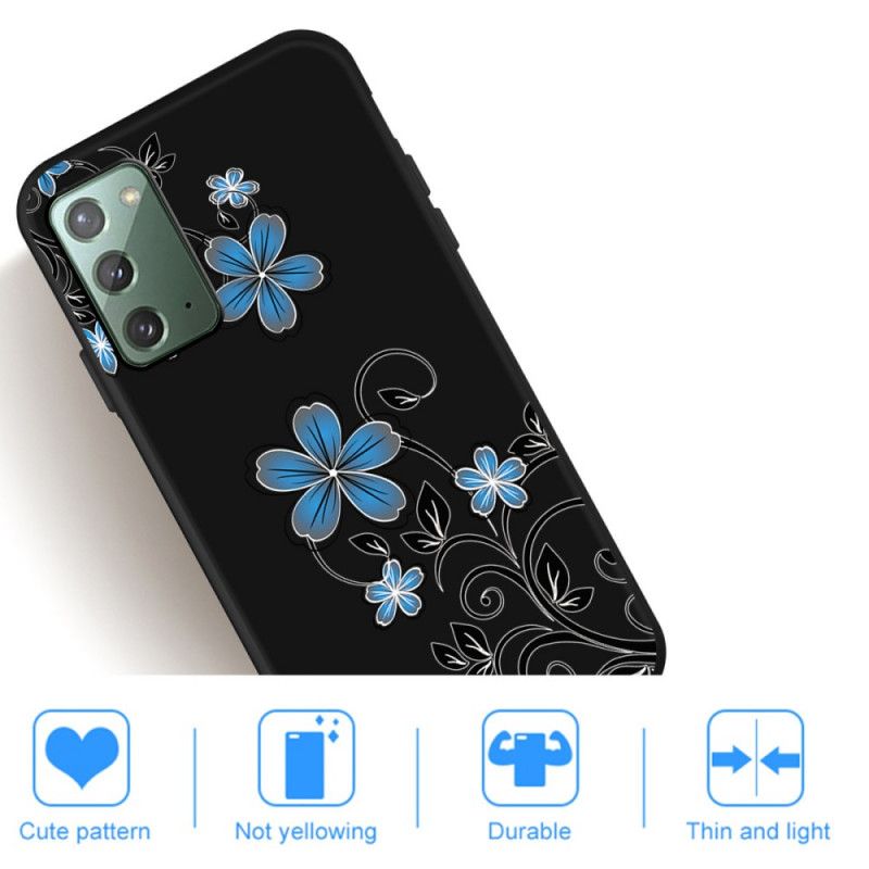 Hoesje Samsung Galaxy Note 20 Blauwe Bloemen