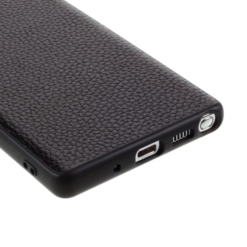 Hoesje Samsung Galaxy Note 20 Rood Zwart Echt Lychee Leer