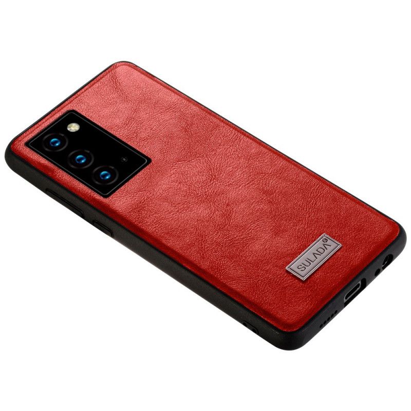 Hoesje Samsung Galaxy Note 20 Rood Zwart Leereffect Sulada