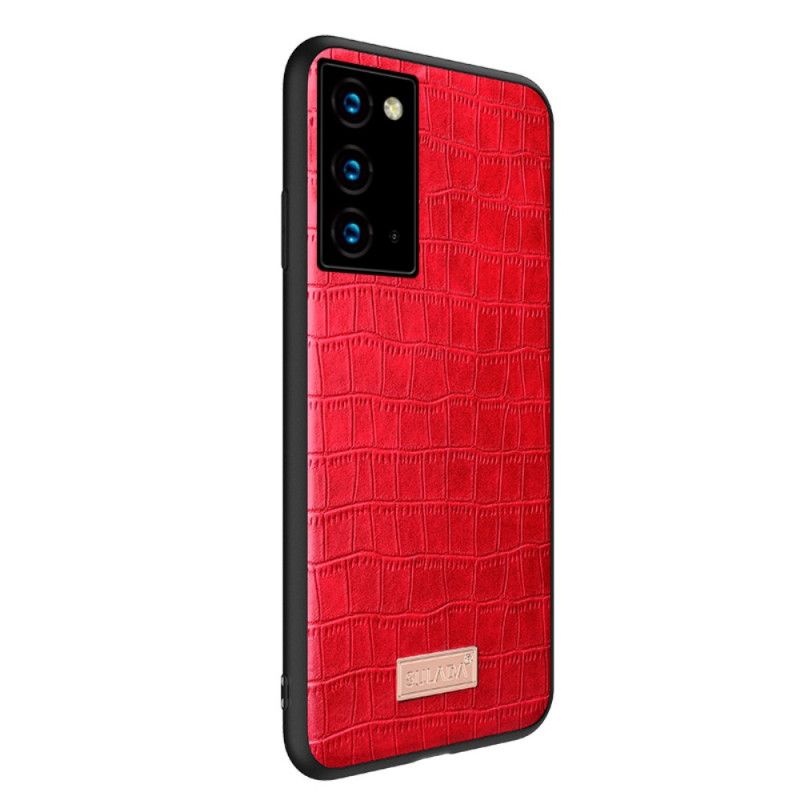 Hoesje Samsung Galaxy Note 20 Rood Zwart Sulada Krokodillenleer Effect