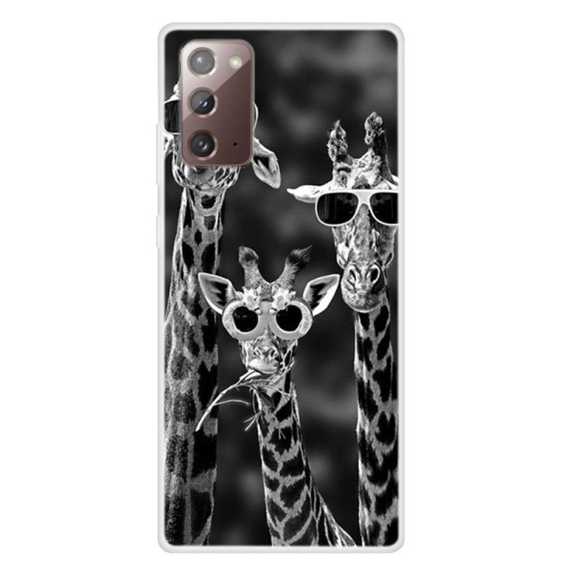 Hoesje voor Samsung Galaxy Note 20 Giraffen Met Bril