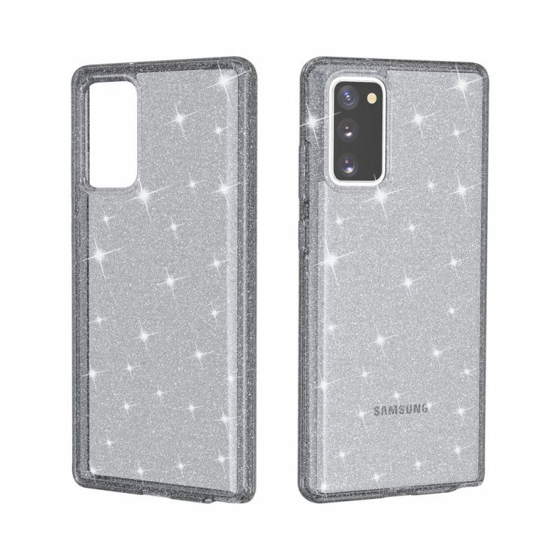 Hoesje voor Samsung Galaxy Note 20 Grijs Zwart Glitterpoeder