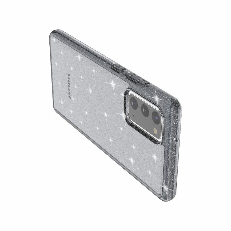 Hoesje voor Samsung Galaxy Note 20 Grijs Zwart Glitterpoeder