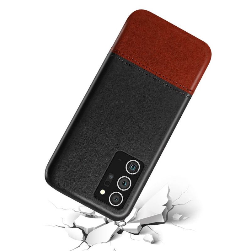 Hoesje voor Samsung Galaxy Note 20 Rood Zwart Ksq Tweekleurig Leereffect