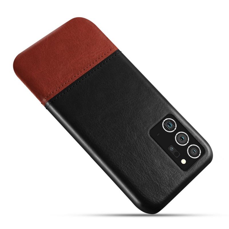 Hoesje voor Samsung Galaxy Note 20 Rood Zwart Ksq Tweekleurig Leereffect