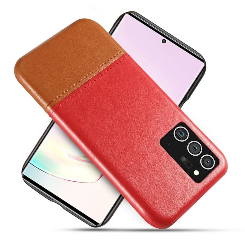 Hoesje voor Samsung Galaxy Note 20 Rood Zwart Ksq Tweekleurig Leereffect