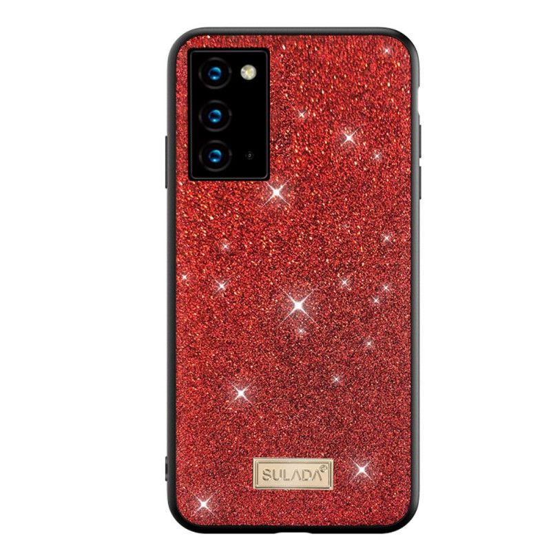 Hoesje voor Samsung Galaxy Note 20 Rood Zwart Sulada Glitter