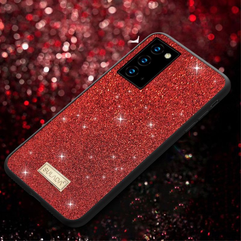 Hoesje voor Samsung Galaxy Note 20 Rood Zwart Sulada Glitter