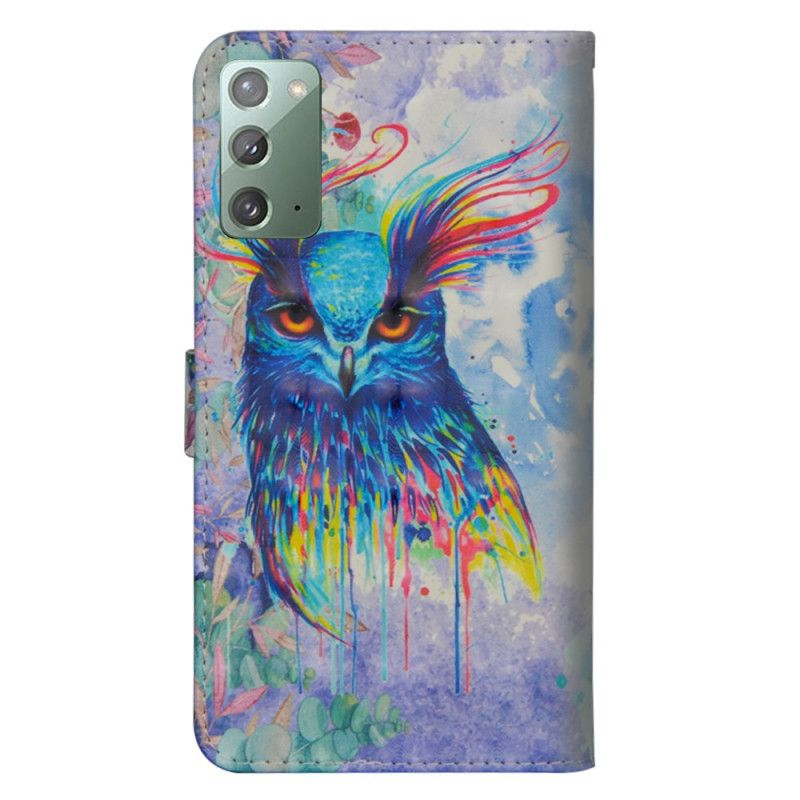 Leren Hoesje Samsung Galaxy Note 20 Aquarel Vogel