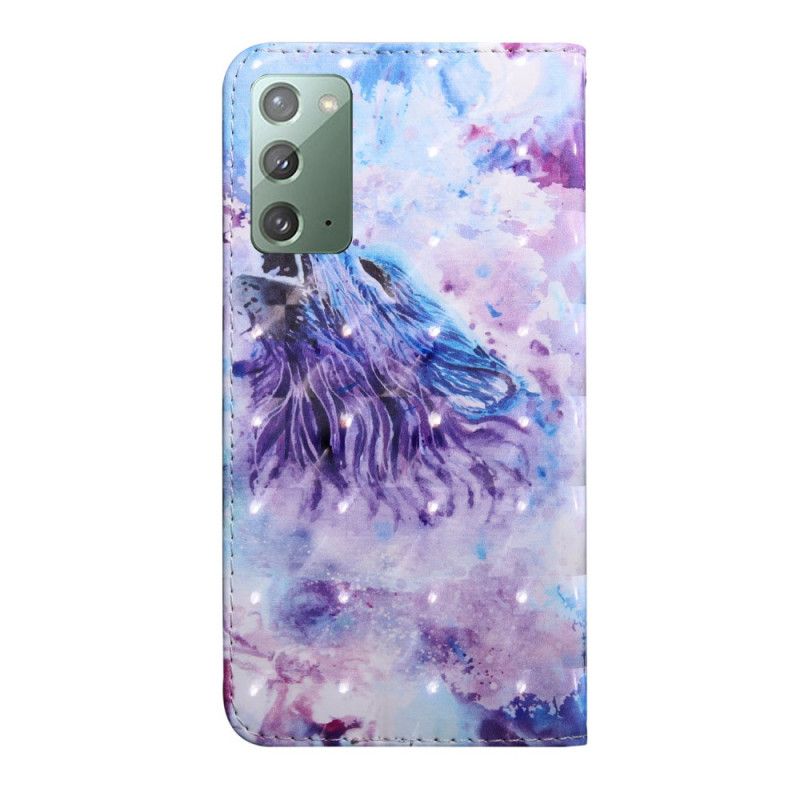 Leren Hoesje Samsung Galaxy Note 20 Aquarel Wolf