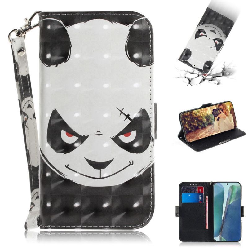 Leren Hoesje Samsung Galaxy Note 20 Boze Panda Met String