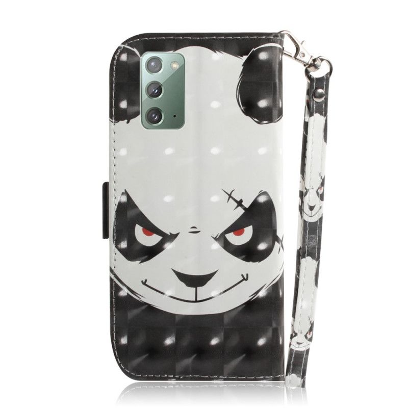 Leren Hoesje Samsung Galaxy Note 20 Boze Panda Met String