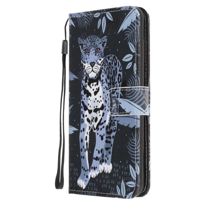 Leren Hoesje Samsung Galaxy Note 20 Luipaard Met String