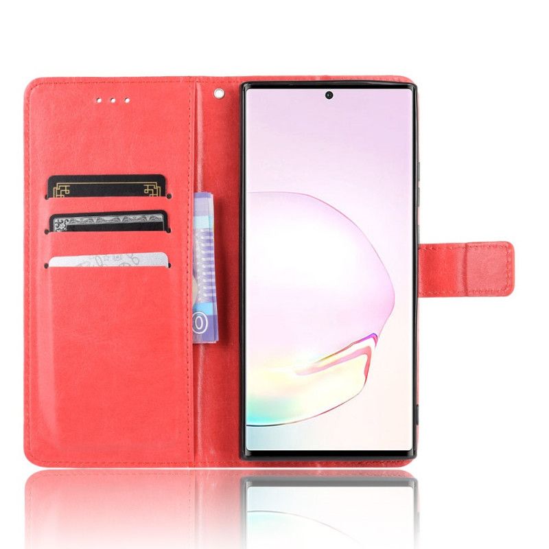 Leren Hoesje Samsung Galaxy Note 20 Rood Zwart Telefoonhoesje Flitsend Kunstleer