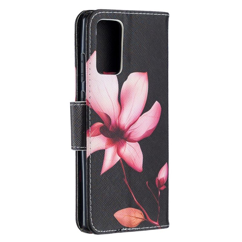 Leren Hoesje Samsung Galaxy Note 20 Roze Bloem