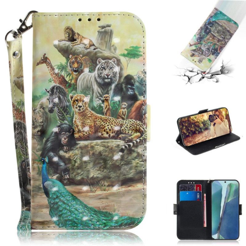 Leren Hoesje Samsung Galaxy Note 20 String Safari Dieren