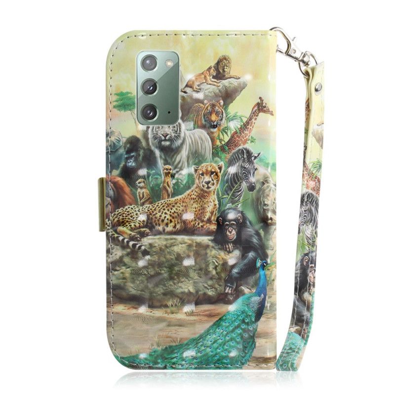 Leren Hoesje Samsung Galaxy Note 20 String Safari Dieren