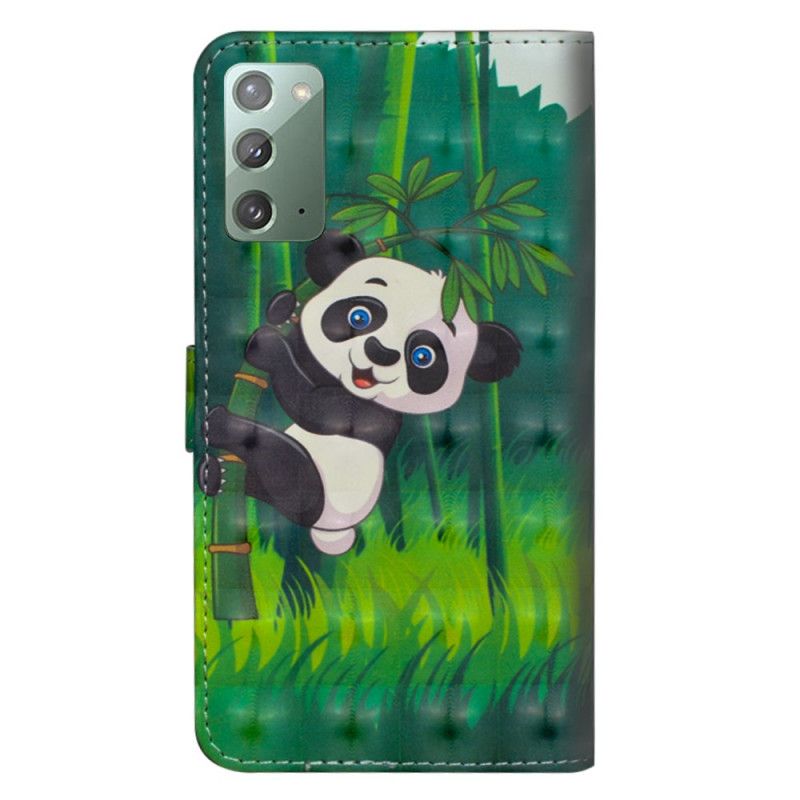 Leren Hoesje Samsung Galaxy Note 20 Telefoonhoesje Panda En Bamboe