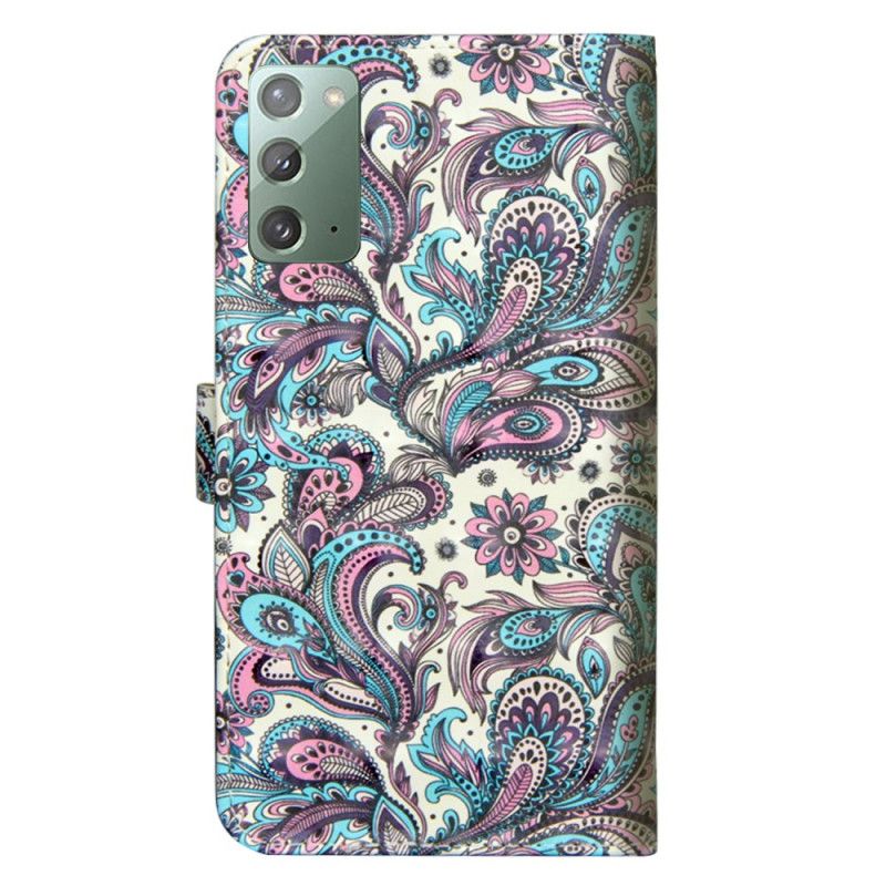 Leren Hoesje voor Samsung Galaxy Note 20 Bloemen Met Een Patroon