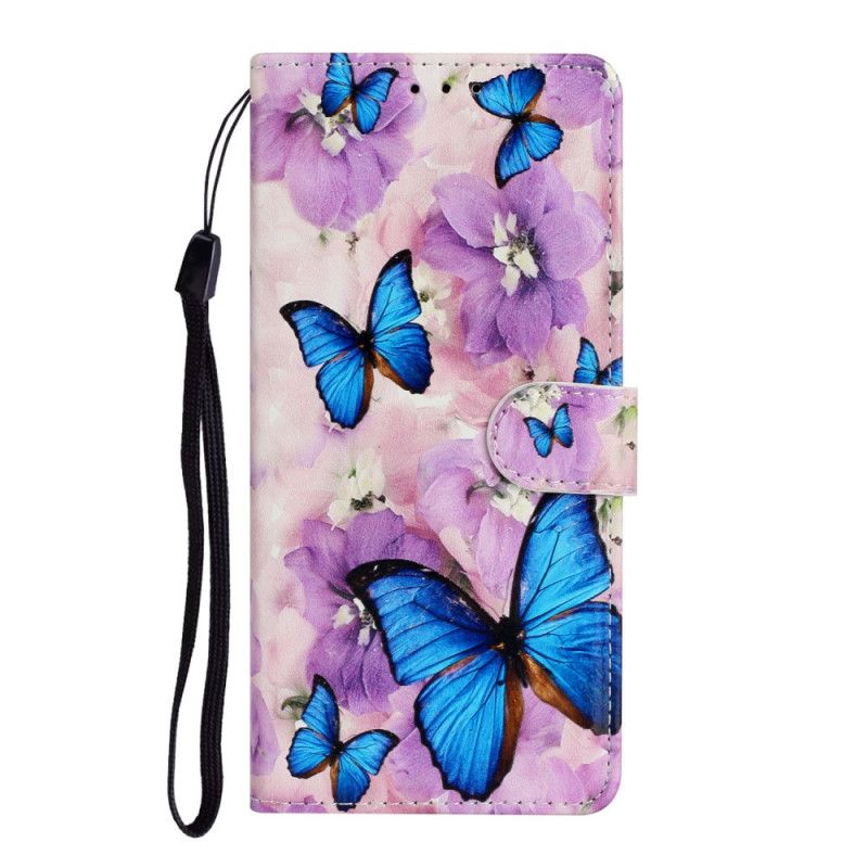 Leren Hoesje voor Samsung Galaxy Note 20 Bloemenvlinders