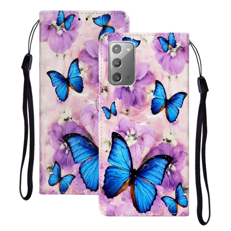 Leren Hoesje voor Samsung Galaxy Note 20 Bloemenvlinders