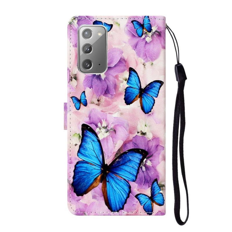 Leren Hoesje voor Samsung Galaxy Note 20 Bloemenvlinders