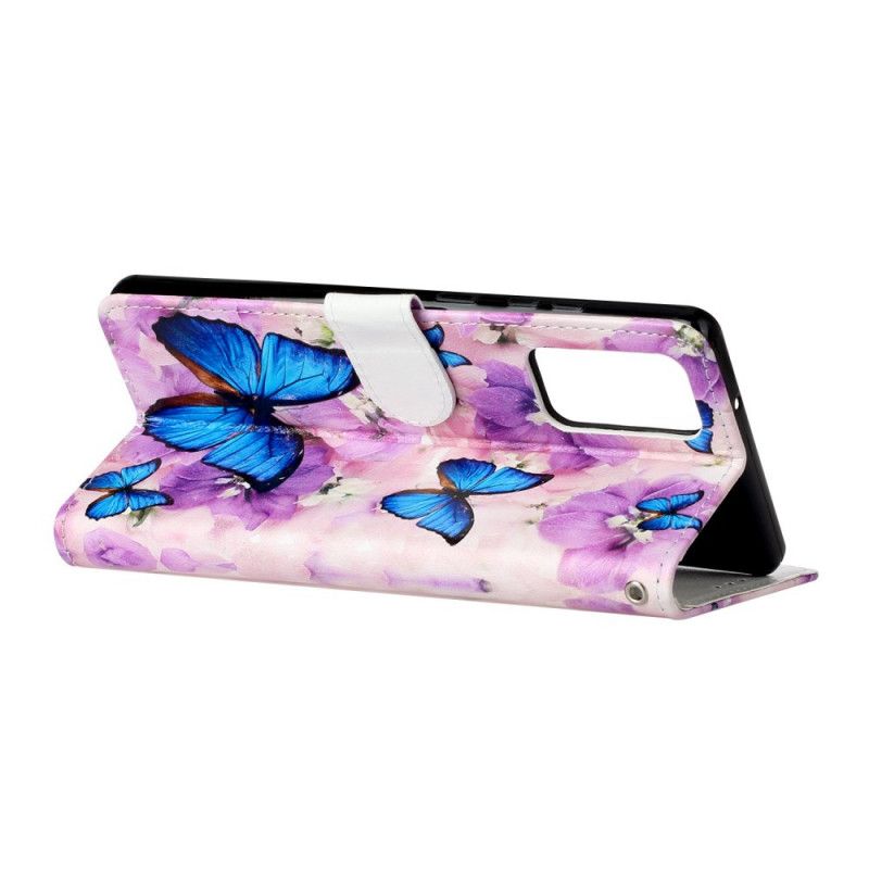 Leren Hoesje voor Samsung Galaxy Note 20 Bloemenvlinders