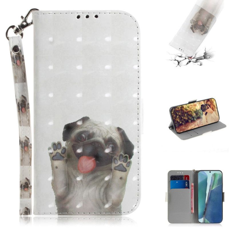 Leren Hoesje voor Samsung Galaxy Note 20 Hou Van Mijn Hond Met String