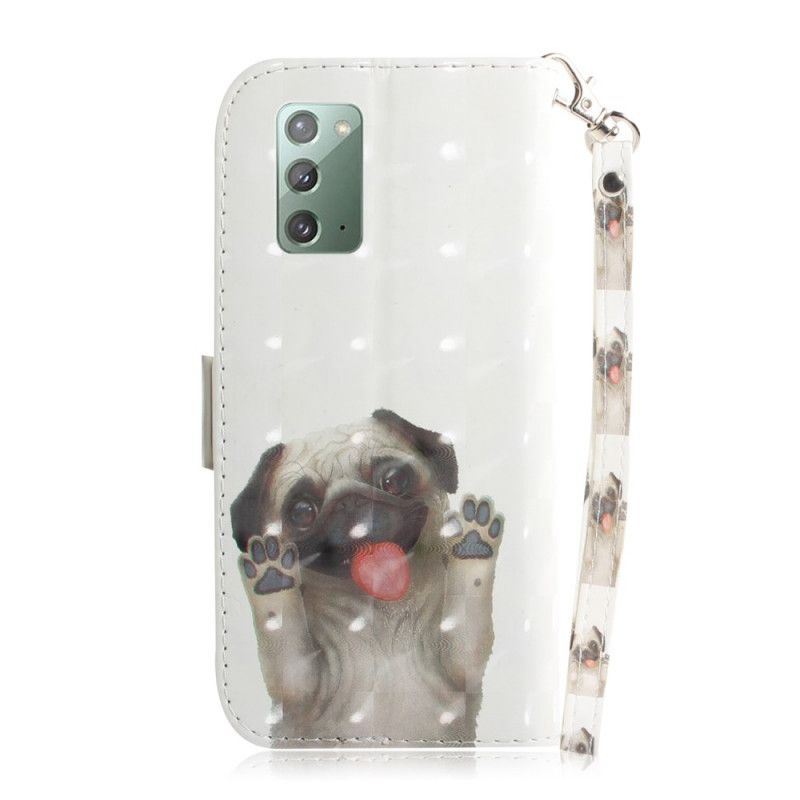 Leren Hoesje voor Samsung Galaxy Note 20 Hou Van Mijn Hond Met String