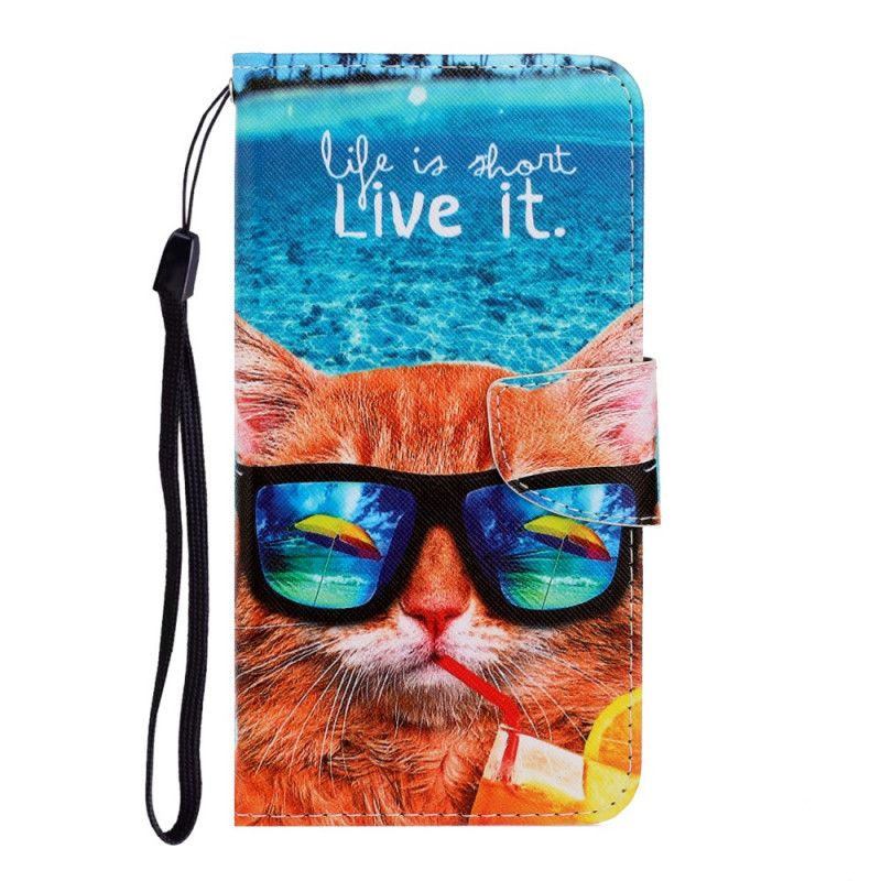 Leren Hoesje voor Samsung Galaxy Note 20 Kat Leef Het Met String