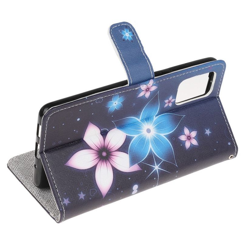 Leren Hoesje voor Samsung Galaxy Note 20 Maanbloemen Met String