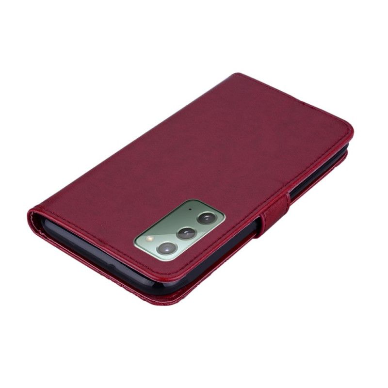 Leren Hoesje voor Samsung Galaxy Note 20 Magenta Grijs Uil Mandala En Bedel