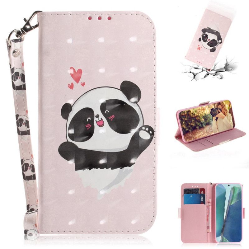 Leren Hoesje voor Samsung Galaxy Note 20 Panda Love Met String