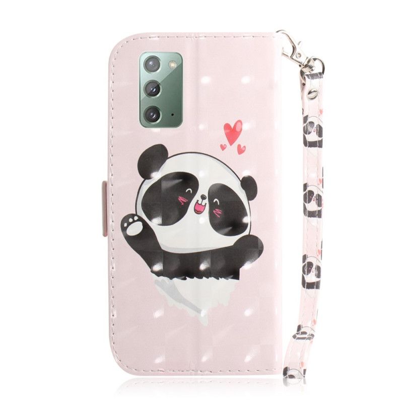 Leren Hoesje voor Samsung Galaxy Note 20 Panda Love Met String