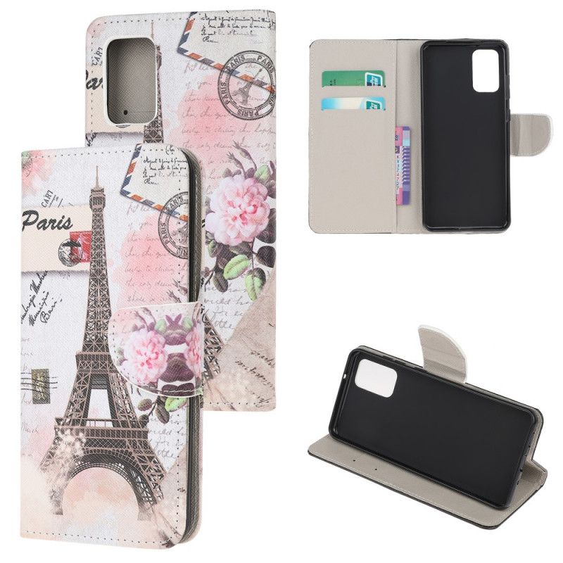 Leren Hoesje voor Samsung Galaxy Note 20 Retro Eiffeltoren