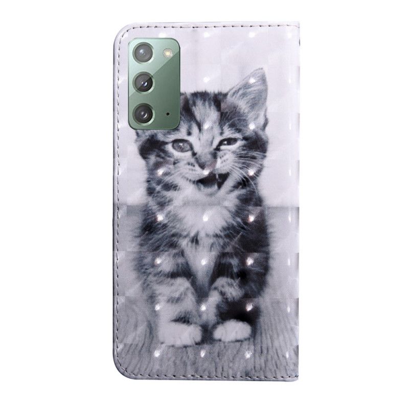 Leren Hoesje voor Samsung Galaxy Note 20 Zwart-Witte Kat