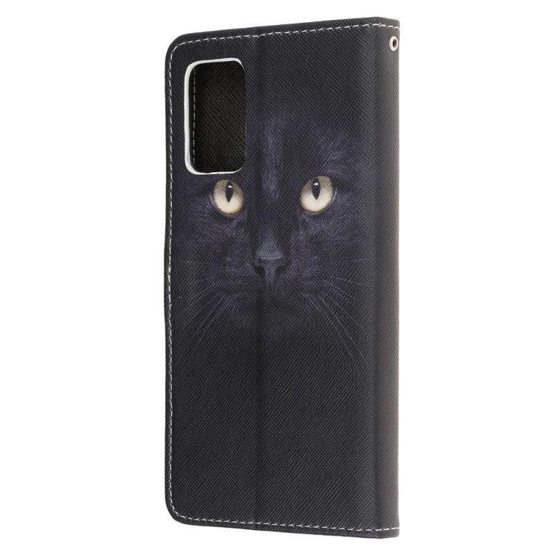 Leren Hoesje voor Samsung Galaxy Note 20 Zwarte Kattenogen Met String