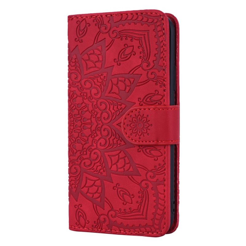 Cover Folio-hoesje Huawei P Smart Z Rood Zwart Telefoonhoesje Bloemenprint