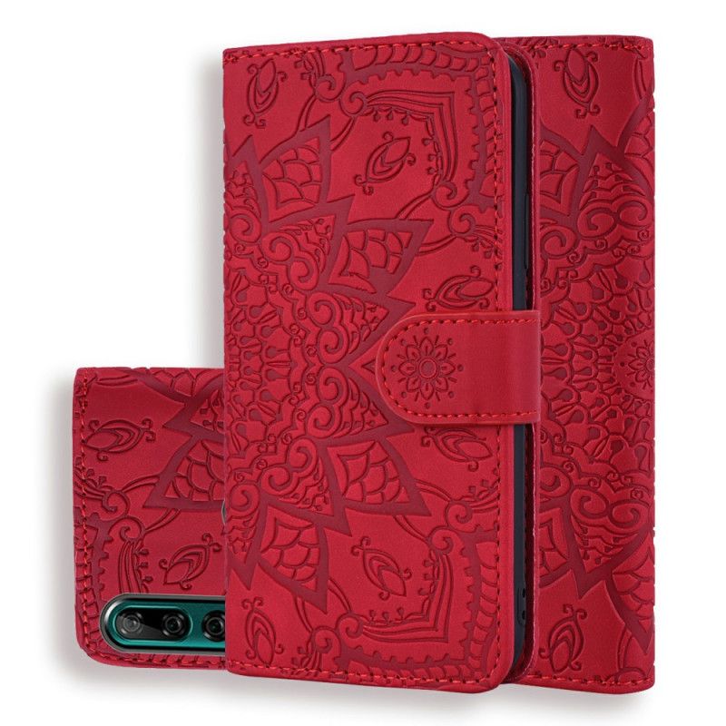 Cover Folio-hoesje Huawei P Smart Z Rood Zwart Telefoonhoesje Bloemenprint